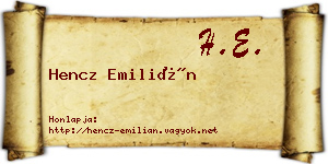 Hencz Emilián névjegykártya